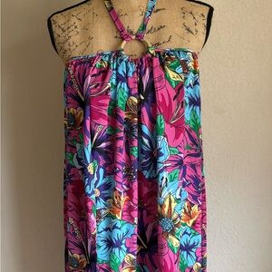Vibrant Tropical Floral Maxi Swim Cover